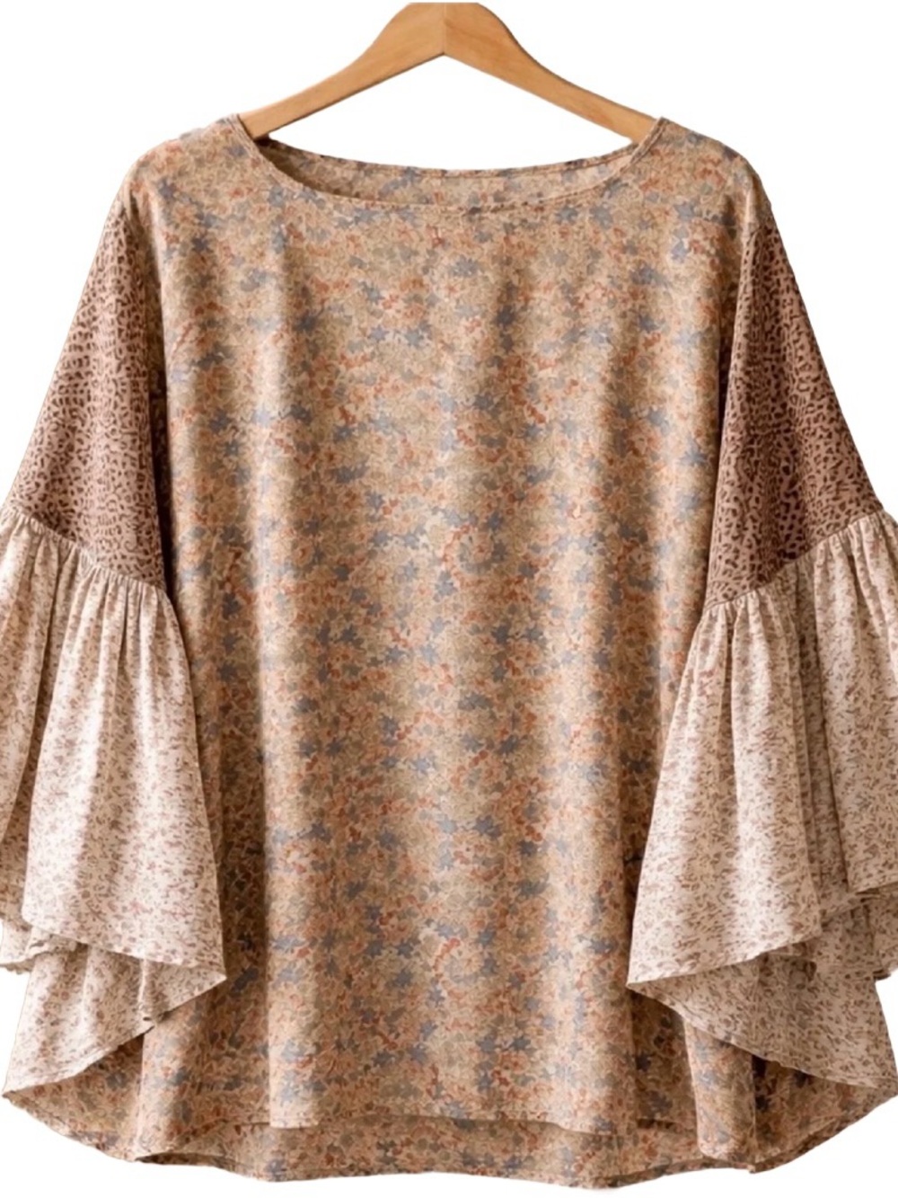 Umgee Floral Patchwork Kimono Cardigan in Dusty Rose and Tan - Picture 7 of 7